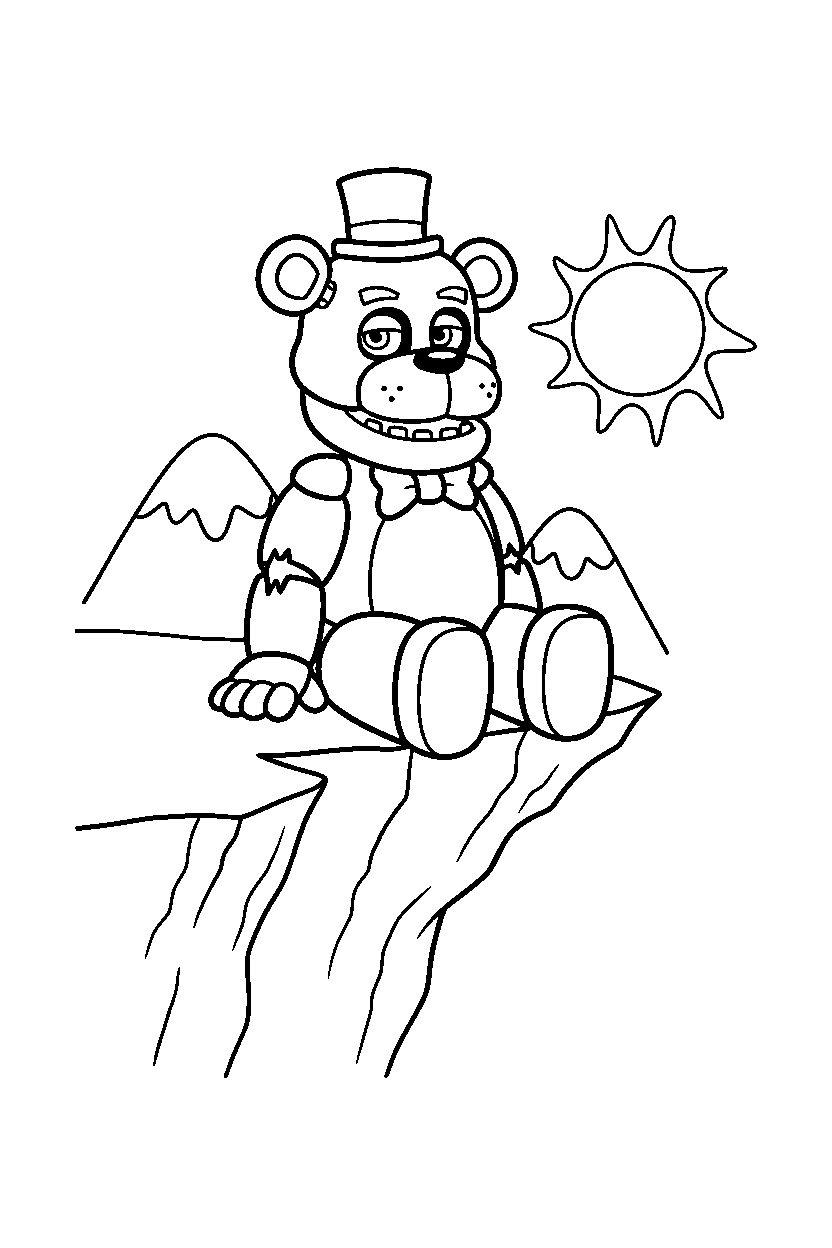 fnaf golden freddy sitting on cliff line art