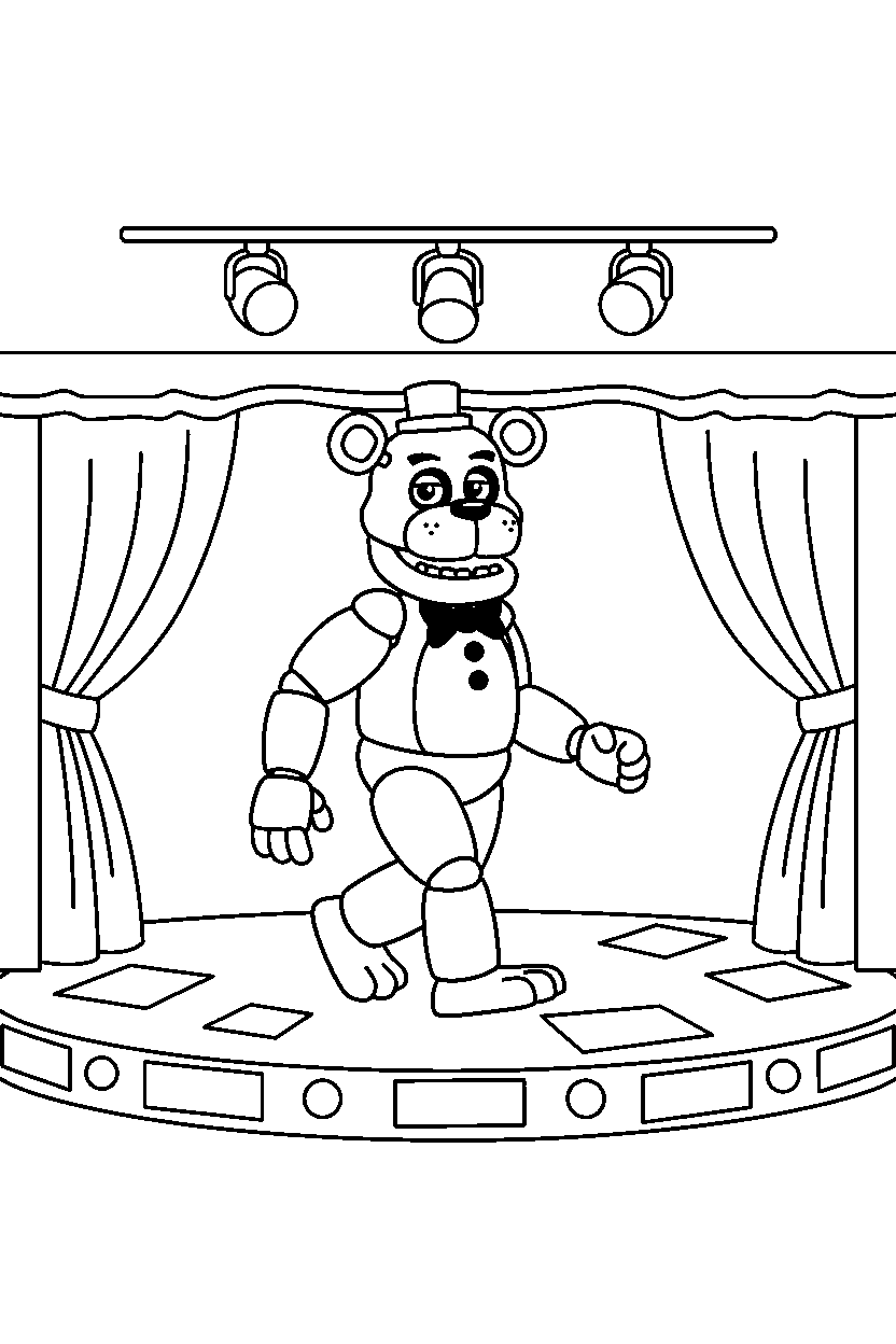fnaf golden freddy walking in performance area line art