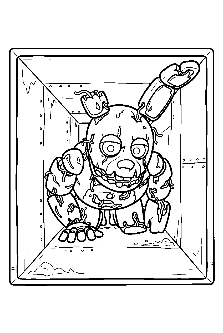 fnaf springtrap crawling inside narrow ventilation shaft line art