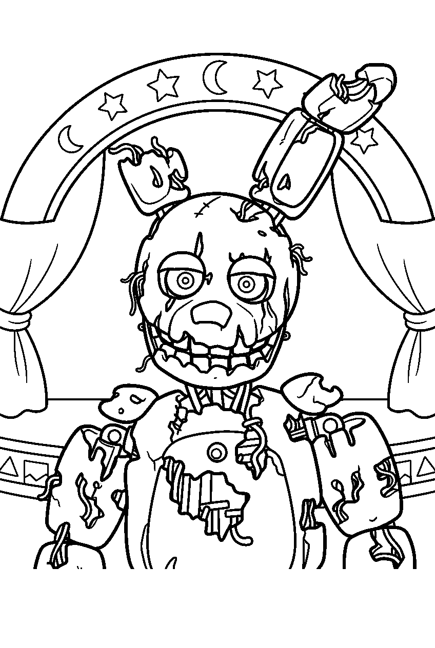 fnaf springtrap in daycare theater line art