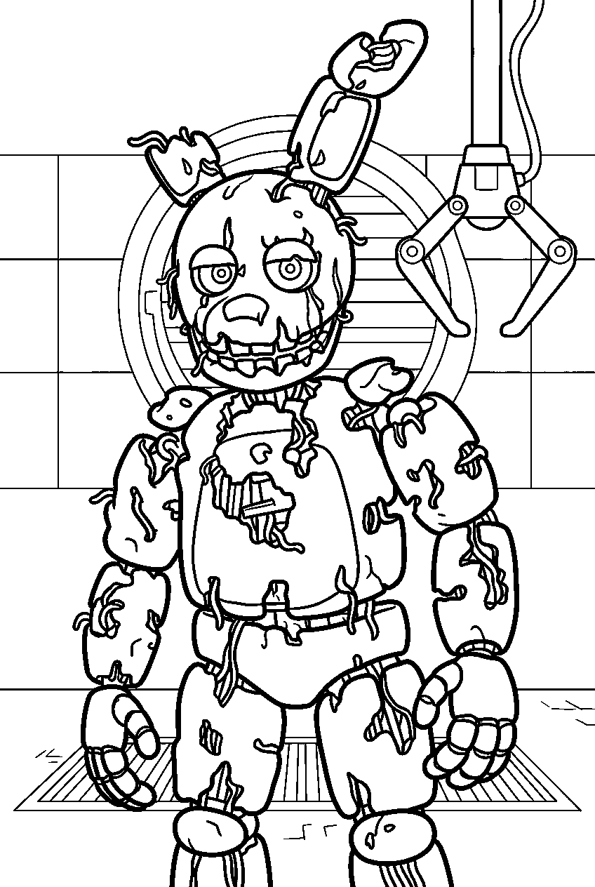 fnaf springtrap in scooping room line art