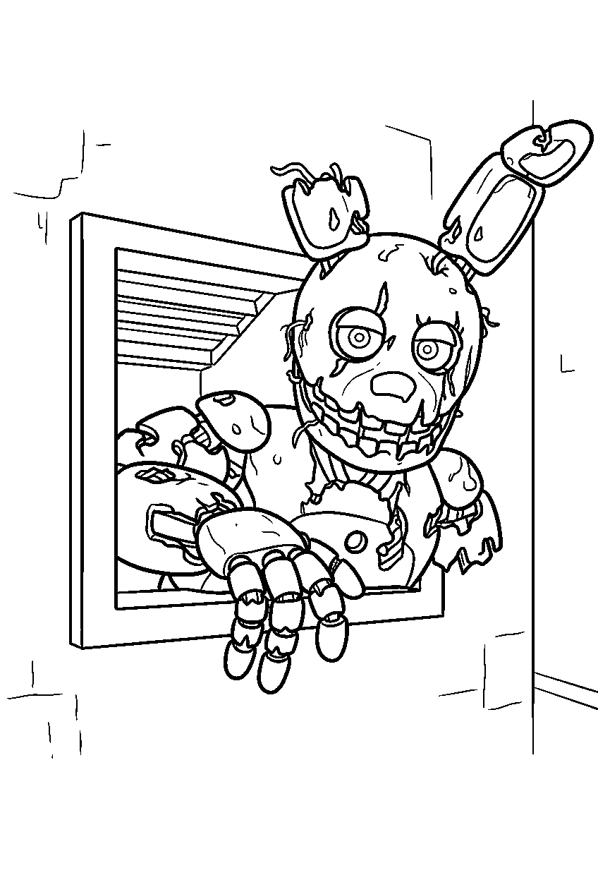 fnaf springtrap reaching through vent in security office line art