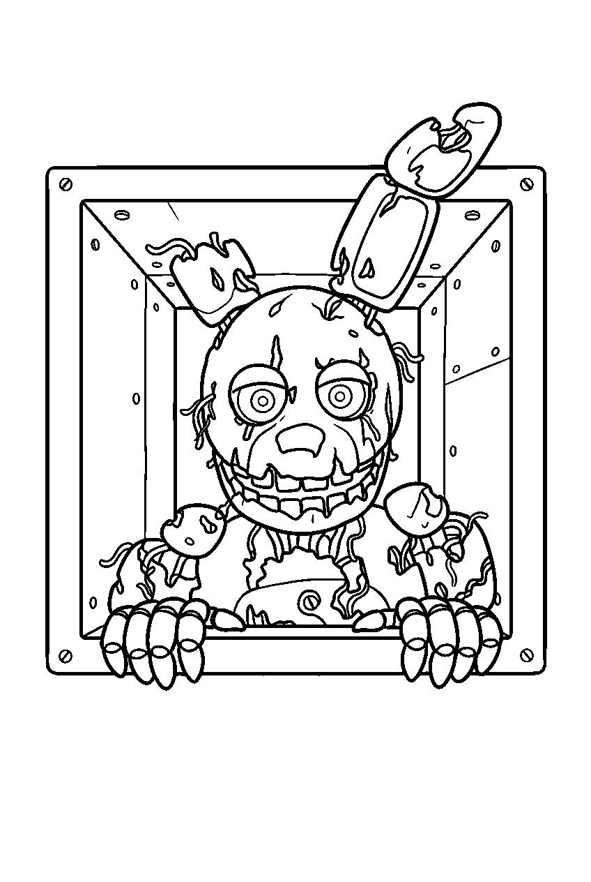 fnaf springtrap staring at camera in ventilation entrance line art