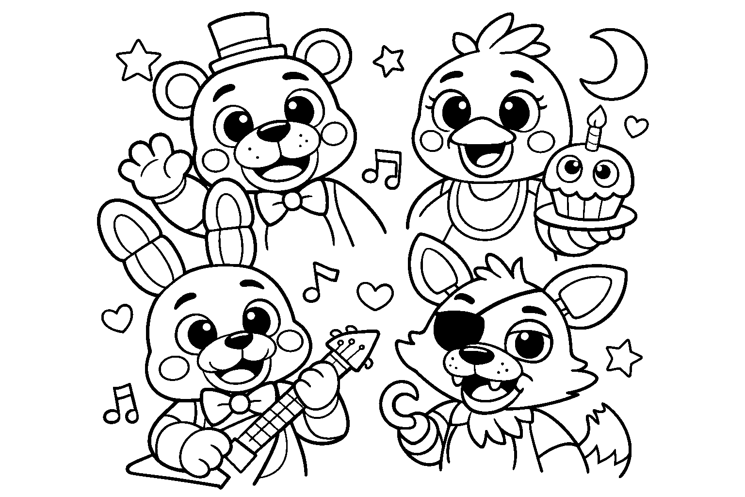 cute five nights at freddys line art