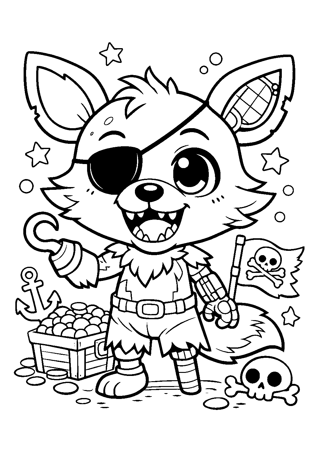cute fnaf foxy pirate line art