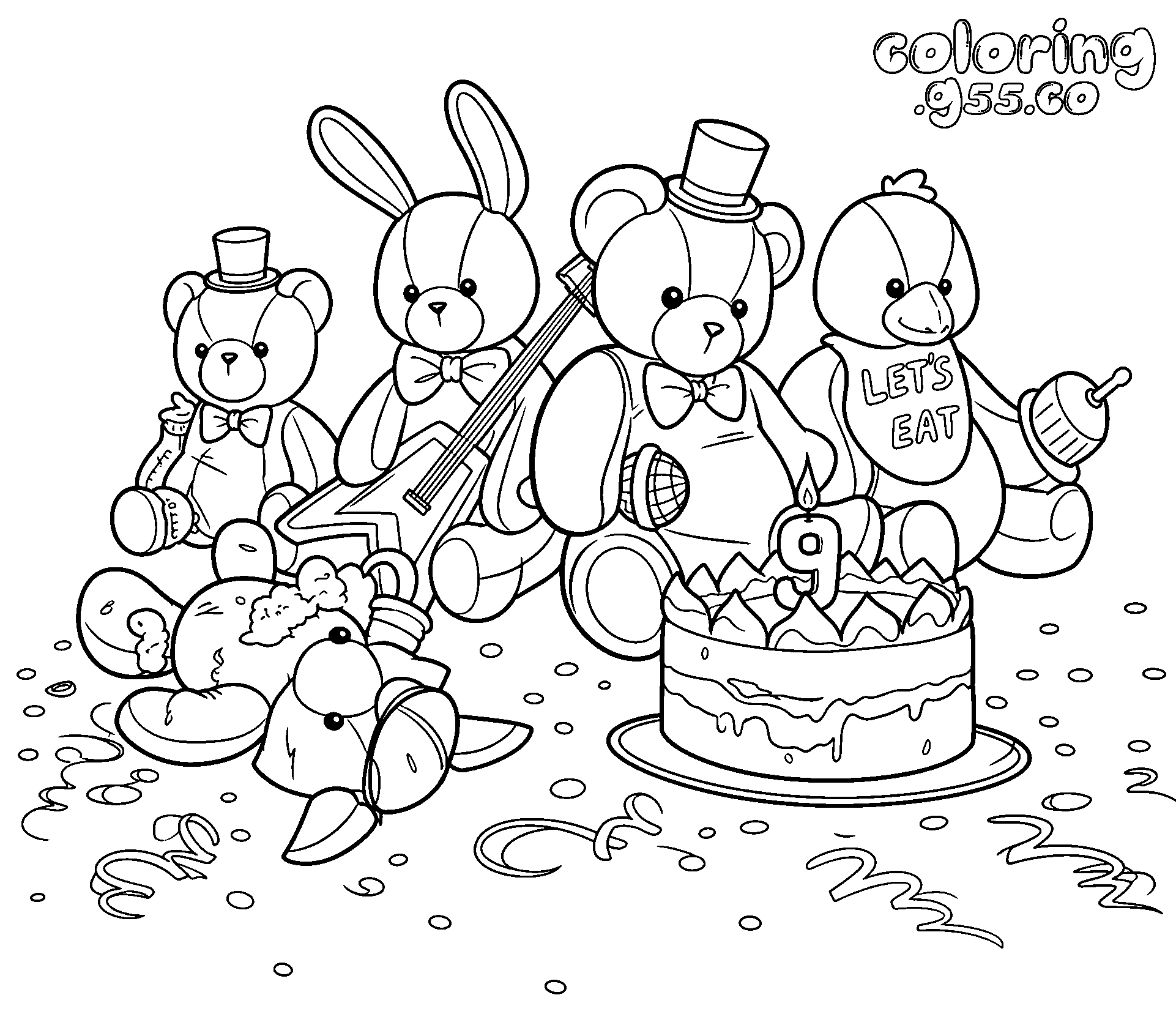 cute fnaf plush birthday party line art