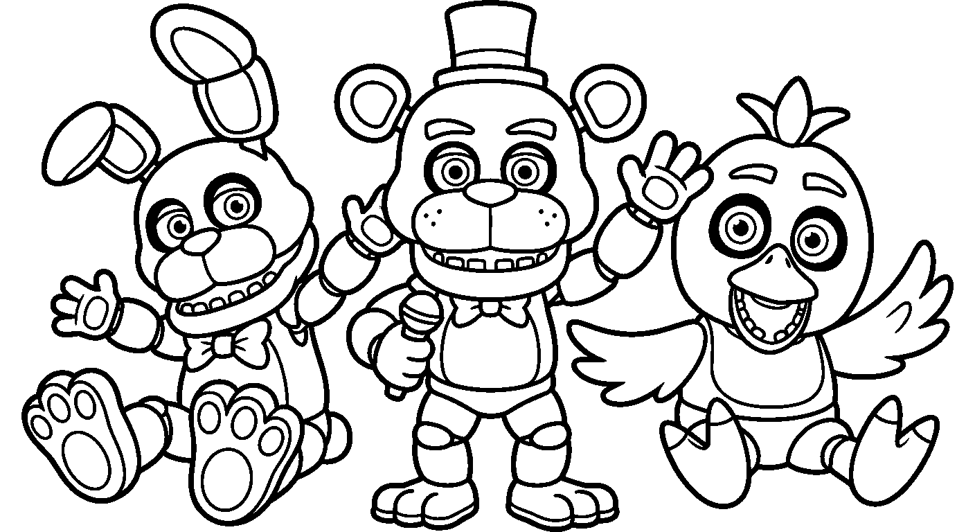 cute freddy fazbear bonnie chica line art