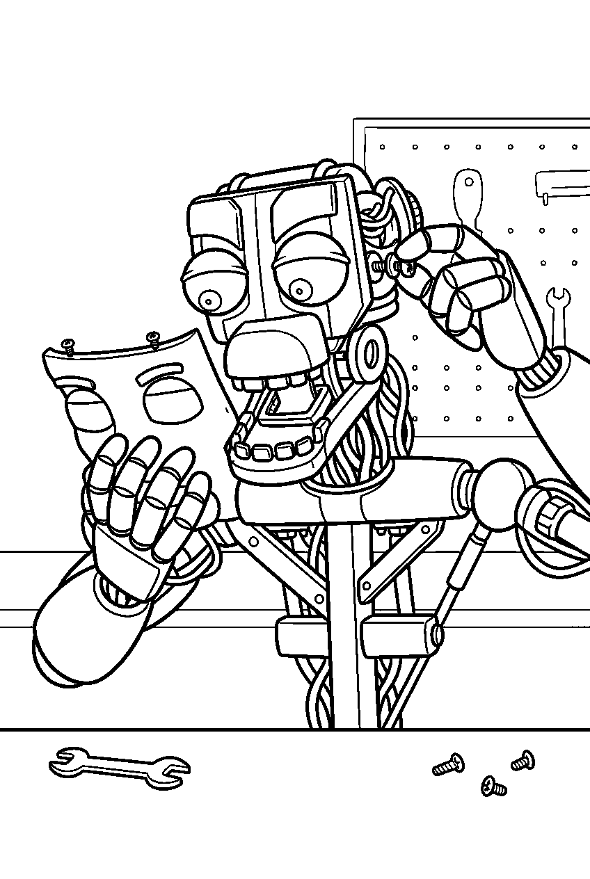 endo 01 adjusting a loose faceplate inside the parts and service workshop line art