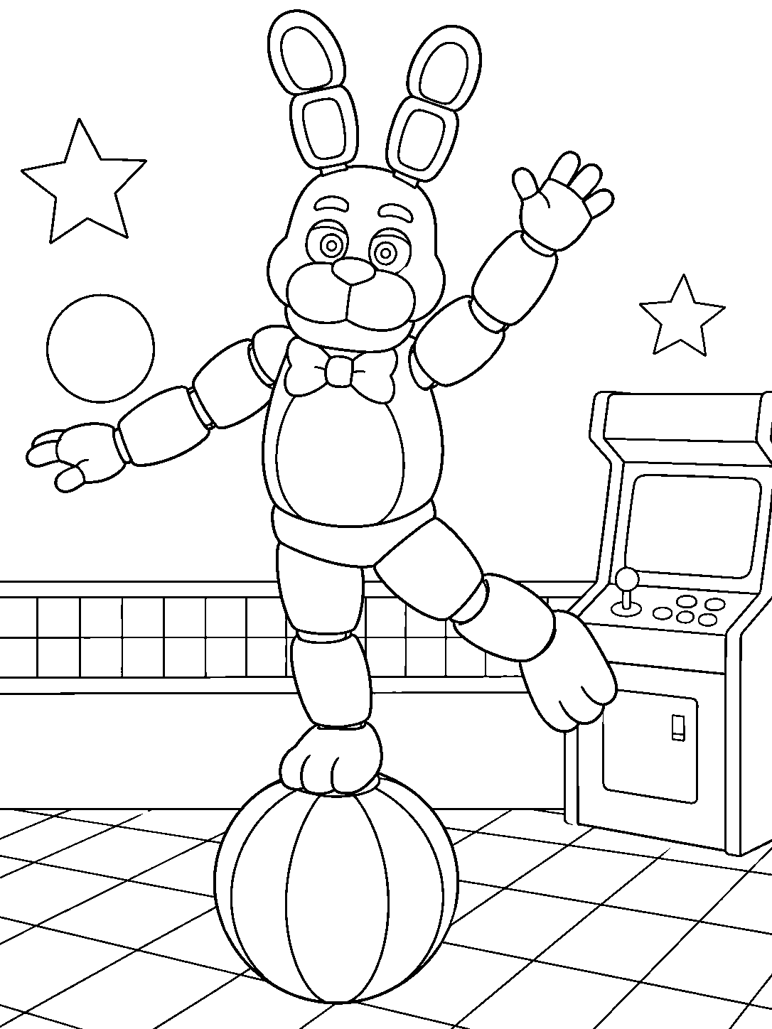 fnaf bonnie balancing in game room line art