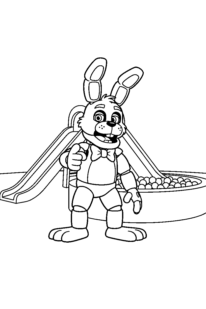 fnaf bonnie pointing in play area line art