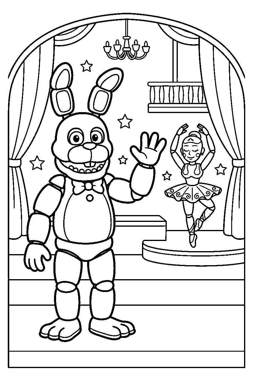 fnaf bonnie posing in ballora gallery line art