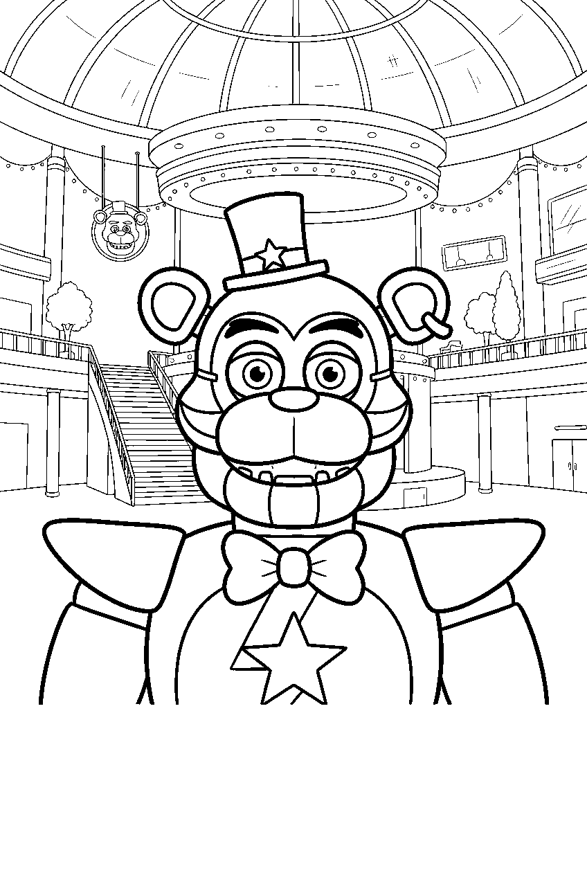fnaf characters in atrium line art