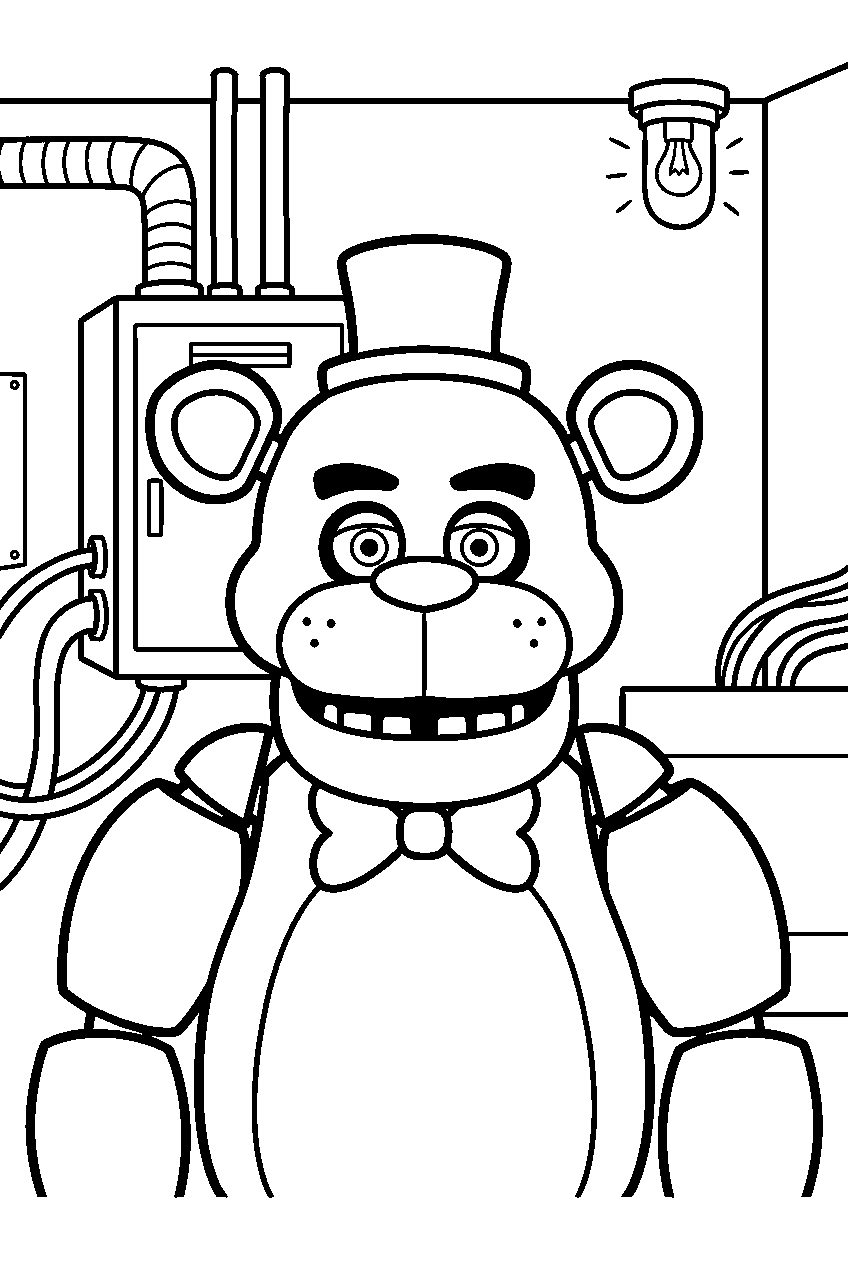 fnaf characters in breaker room line art