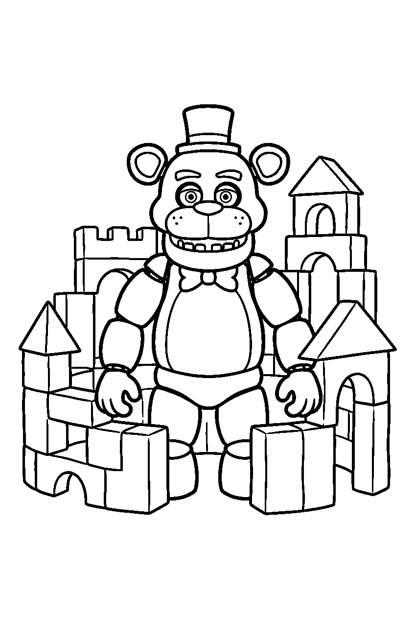fnaf characters in daycare castle line art