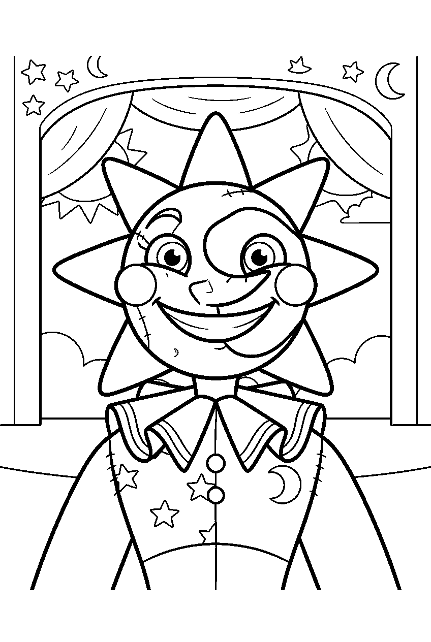 fnaf characters in daycare theater line art