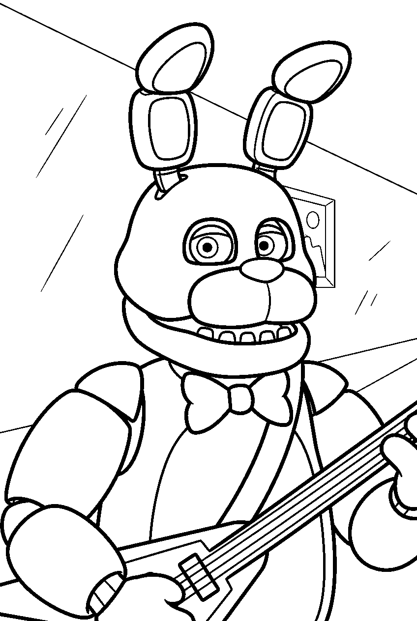 fnaf characters in east hallway line art