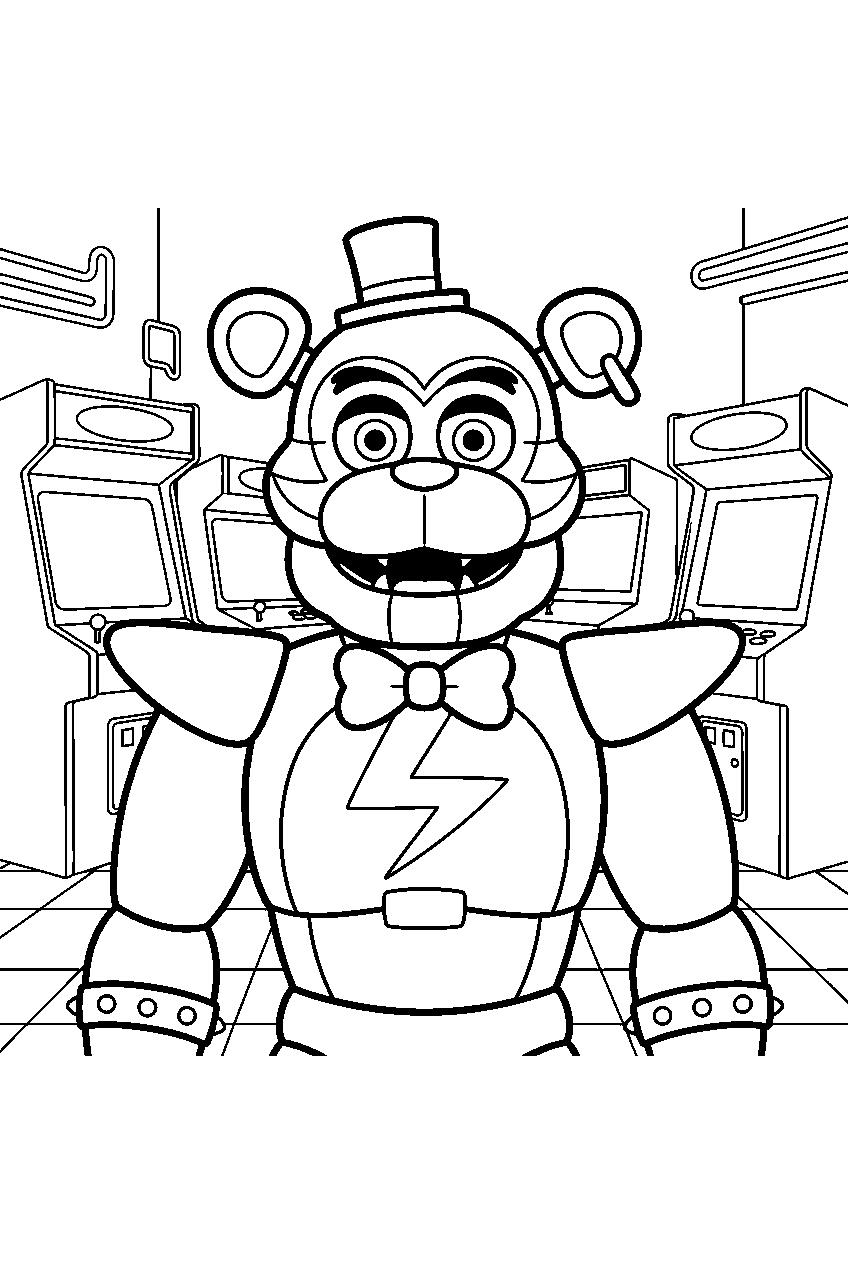 fnaf characters in fazcade line art