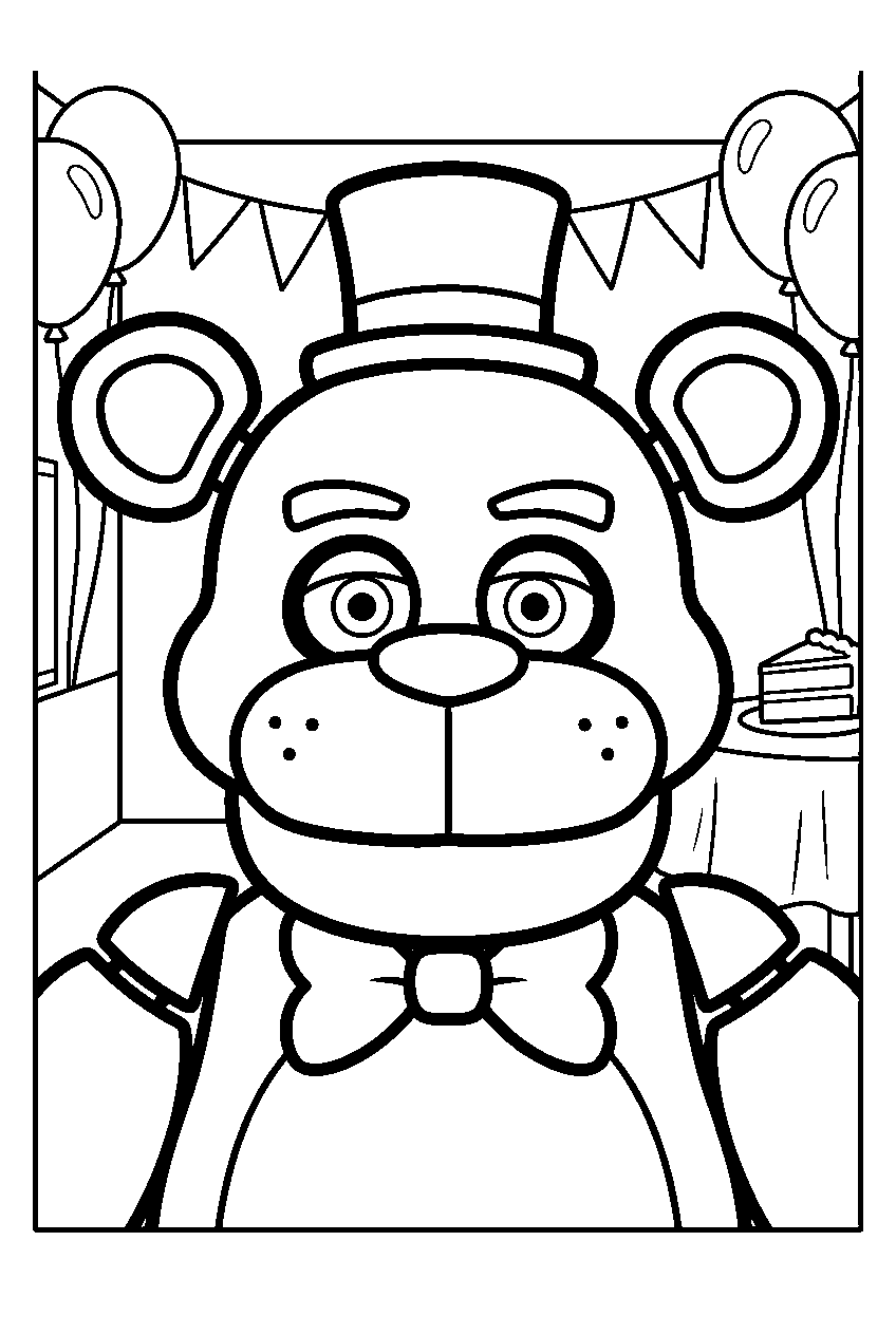 fnaf characters in party room line art