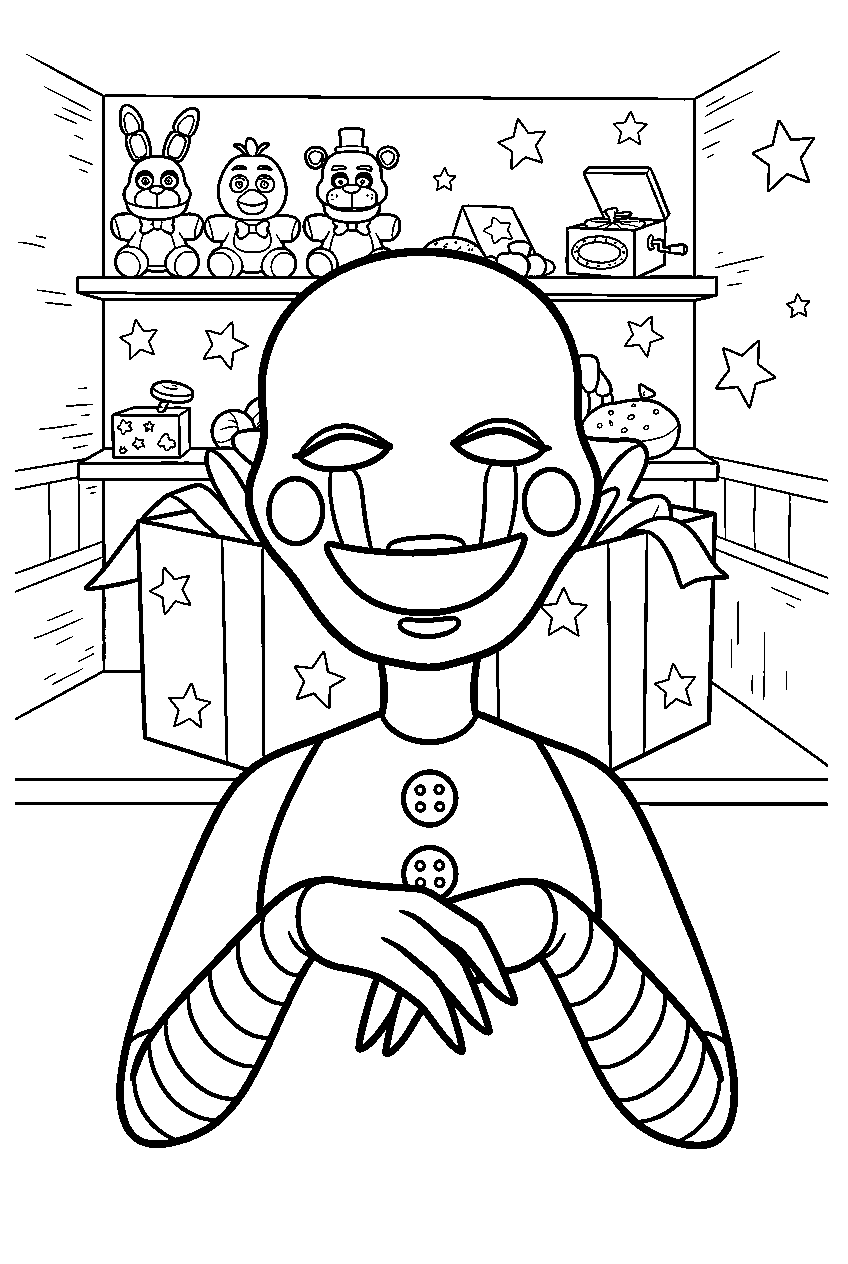 fnaf characters in prize corner line art