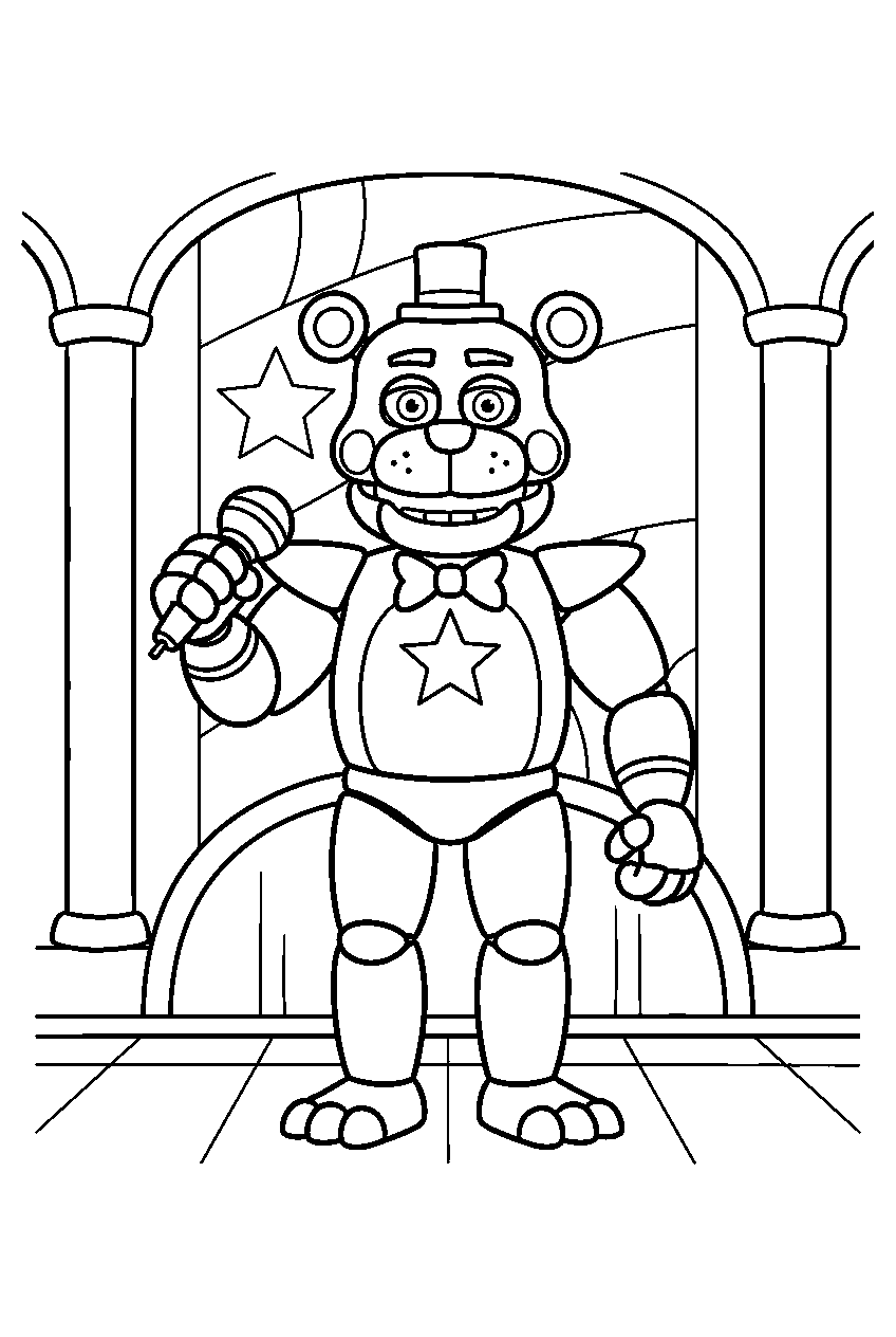 fnaf characters in rockstar row line art