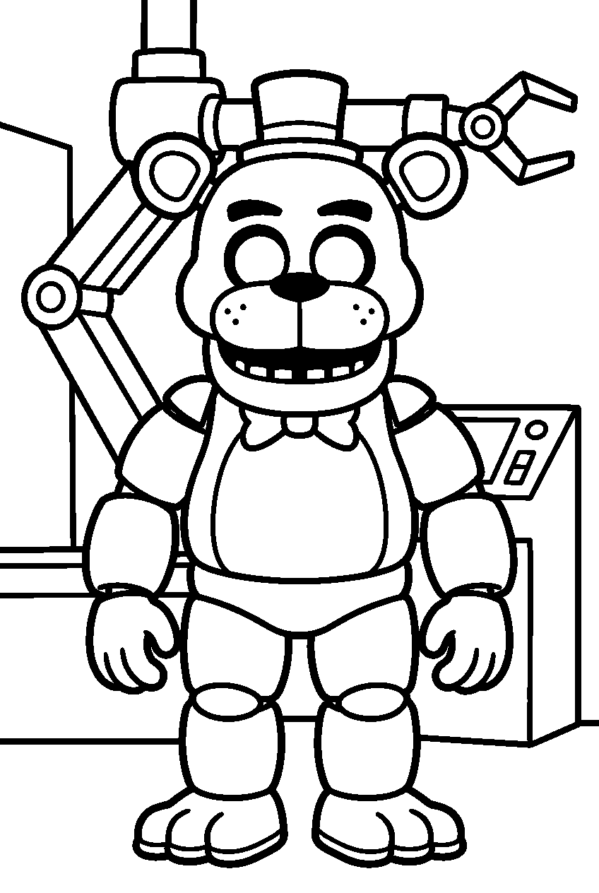 fnaf characters in scooping room line art
