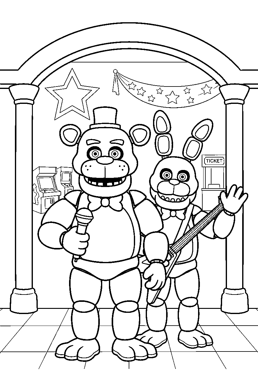 fnaf characters in star court line art