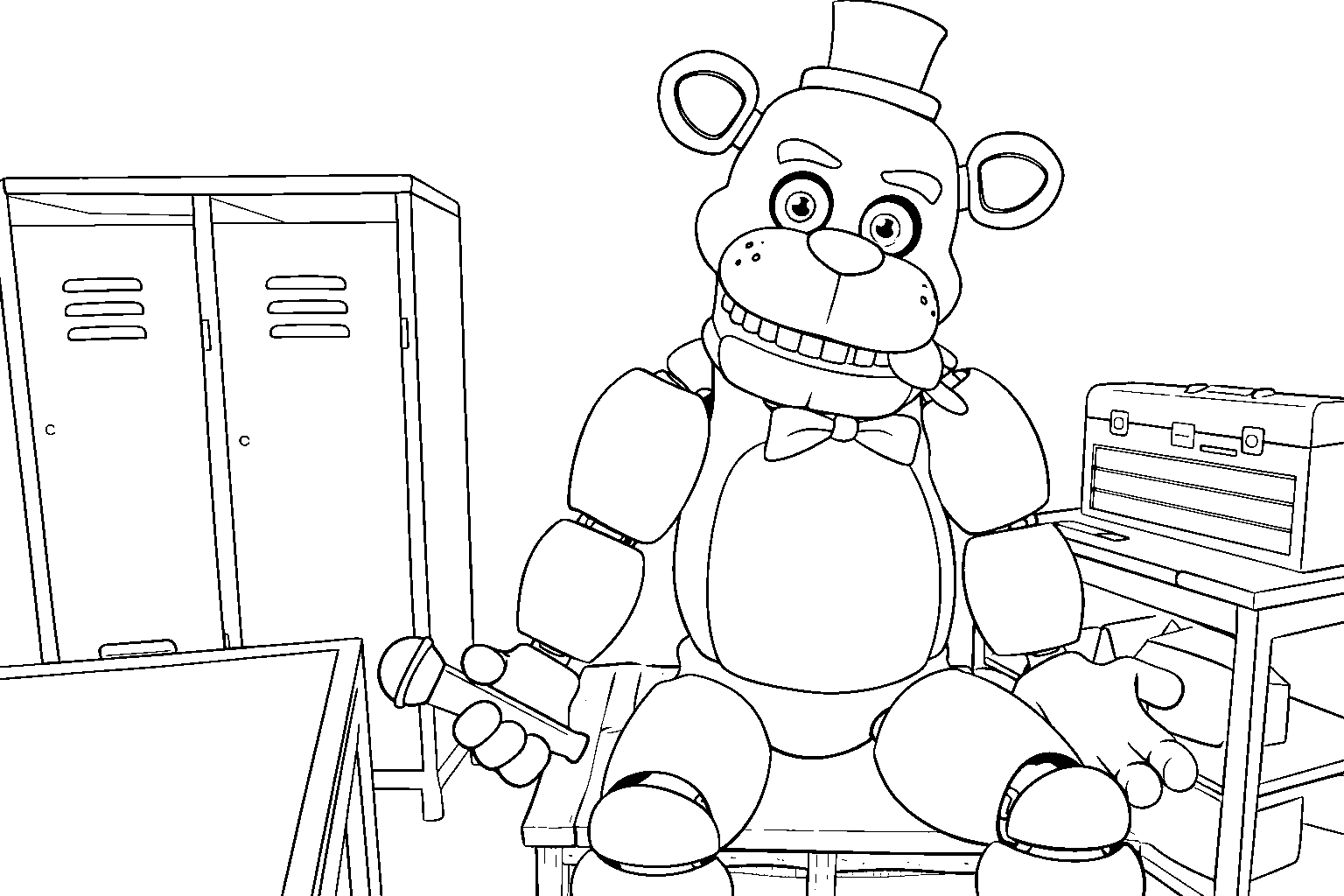 freddy fazbear backstage line art