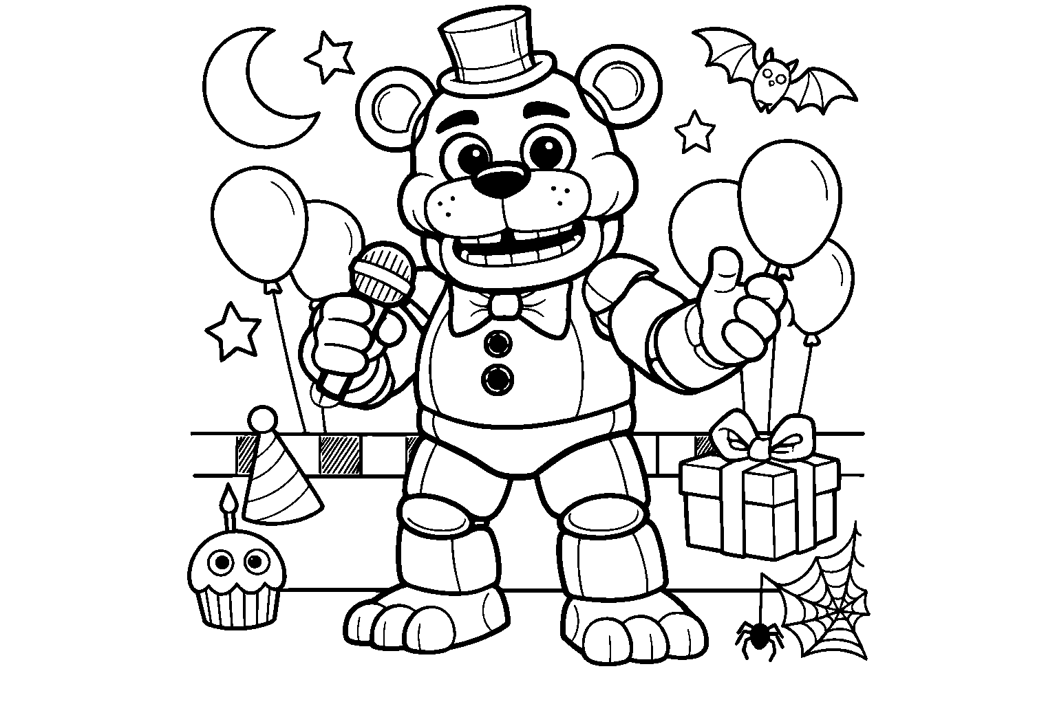 freddy fazbear fnaf line art