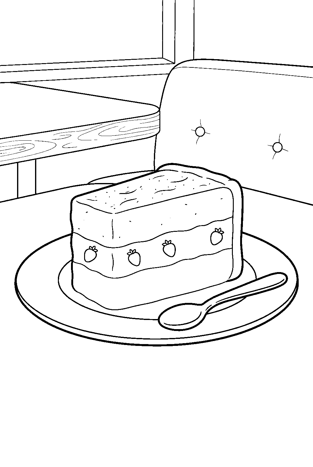 neapolitan ice cream showing three simple layers on dessert plate at diner line art