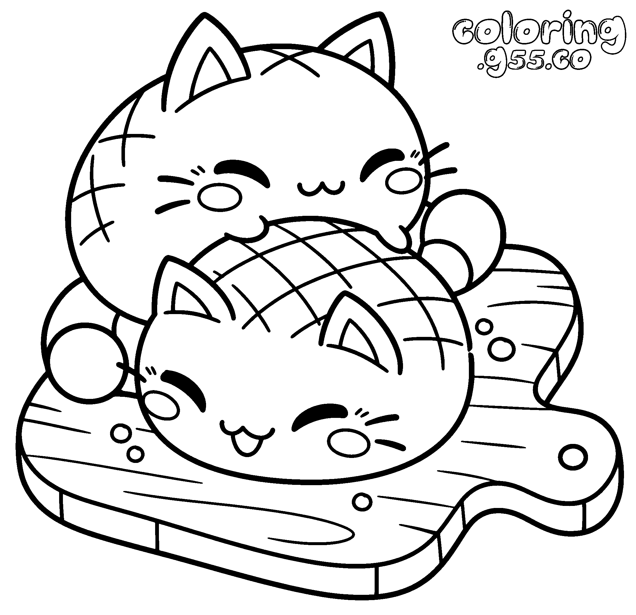 cute kawaii melon pan cats line art