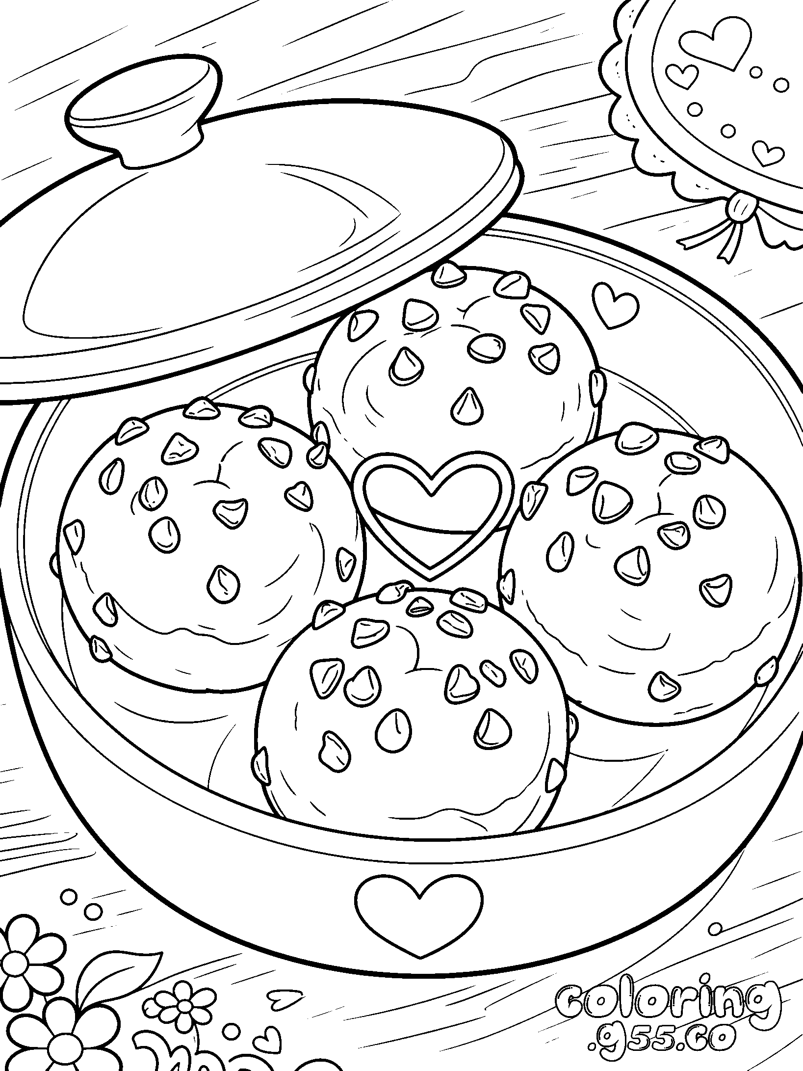 chocolate chip buns line art for kids