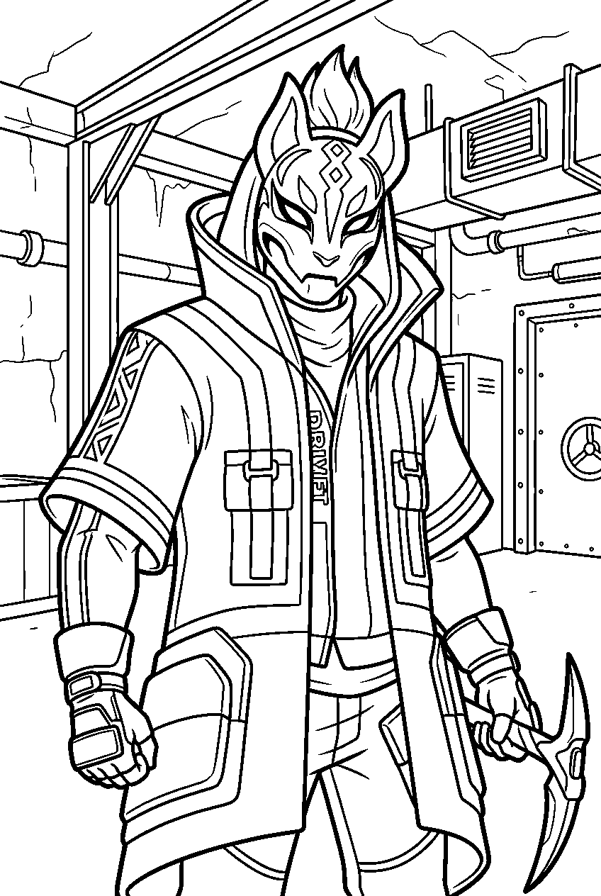 fortnite drift in underground bunker line art