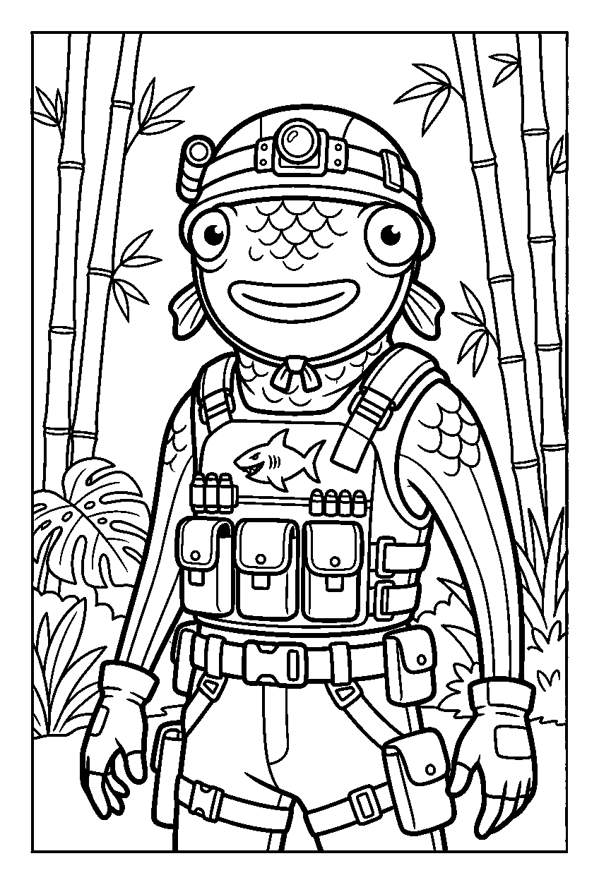 fortnite fishstick in bamboo jungle line art