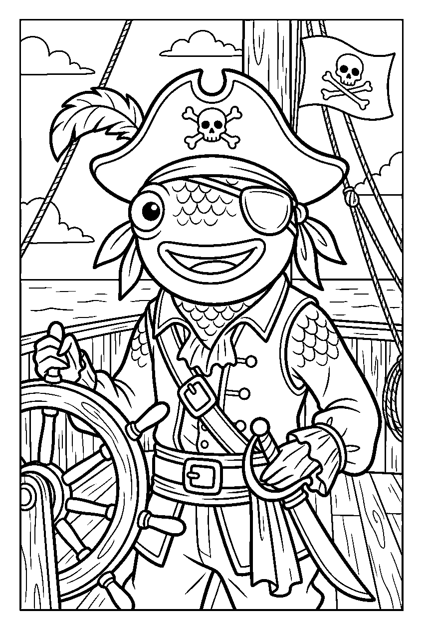 fortnite fishstick in pirate ship line art