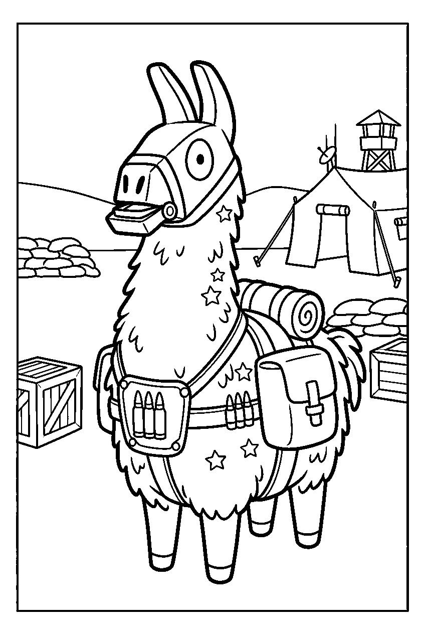fortnite llama in military base line art