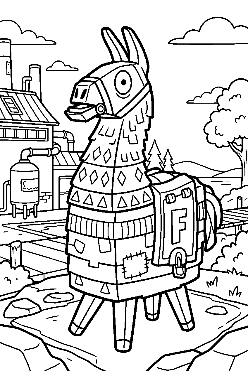 fortnite llama in slappy shores line art