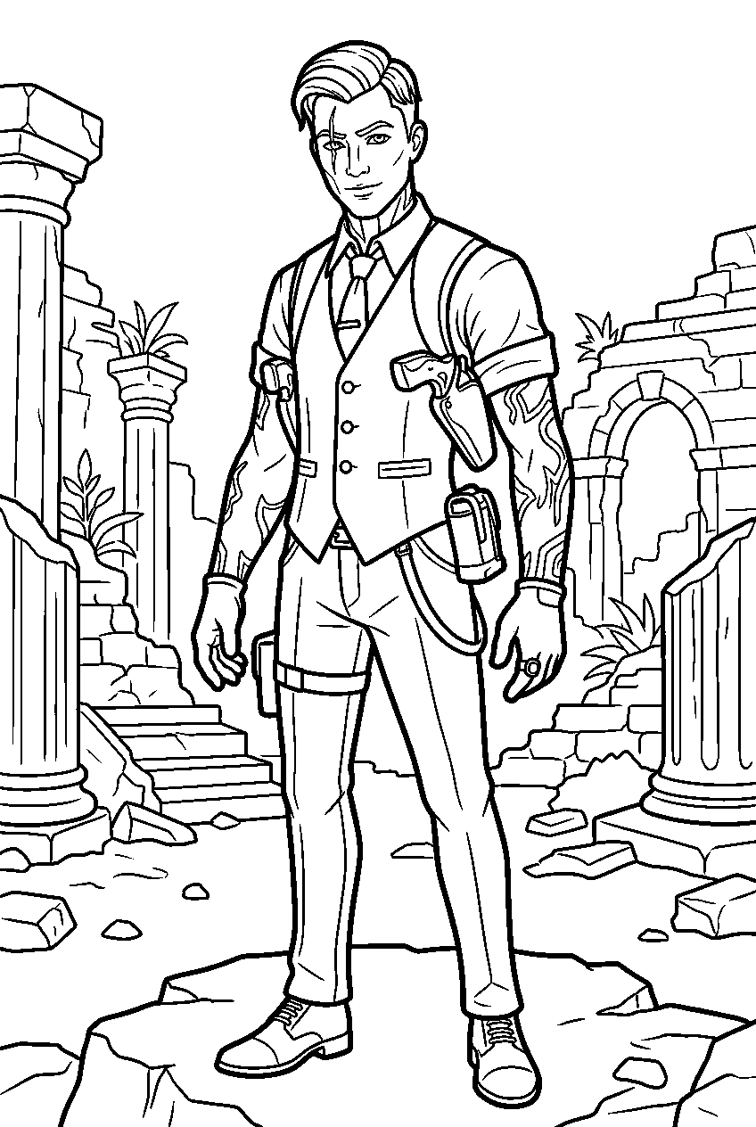 fortnite midas in ruined reels line art