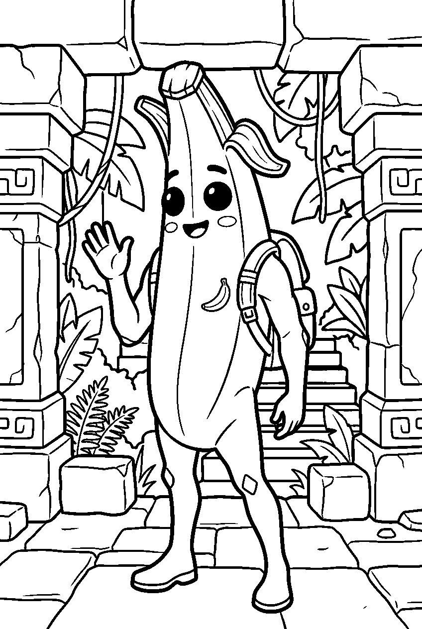 fortnite peely in jungle temple line art