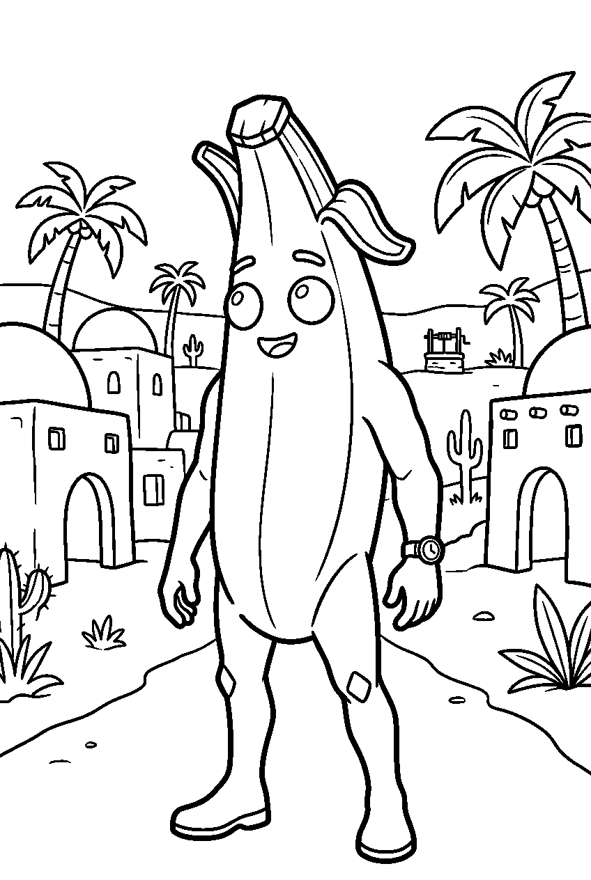 fortnite peely in oasis village line art