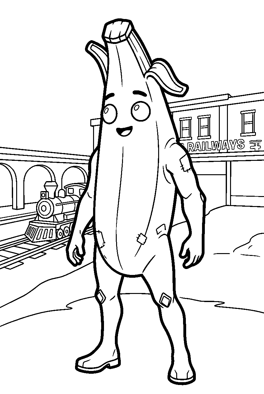fortnite peely in reckless railways line art