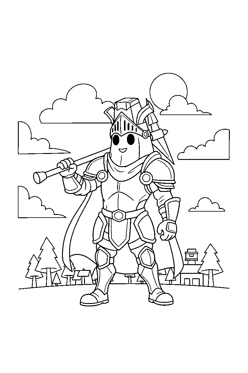 fortnite battle hero standing proudly under a bright sky line art