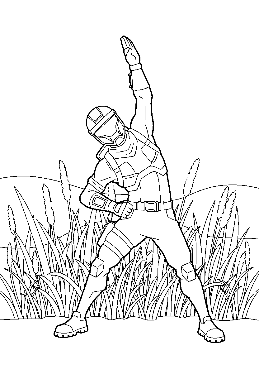 fortnite battle ranger stretching near tall grass line art