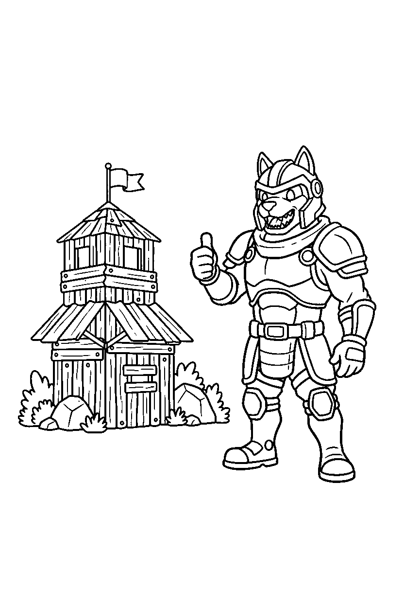 fortnite battle scout giving a thumbs up near a simple outpost line art