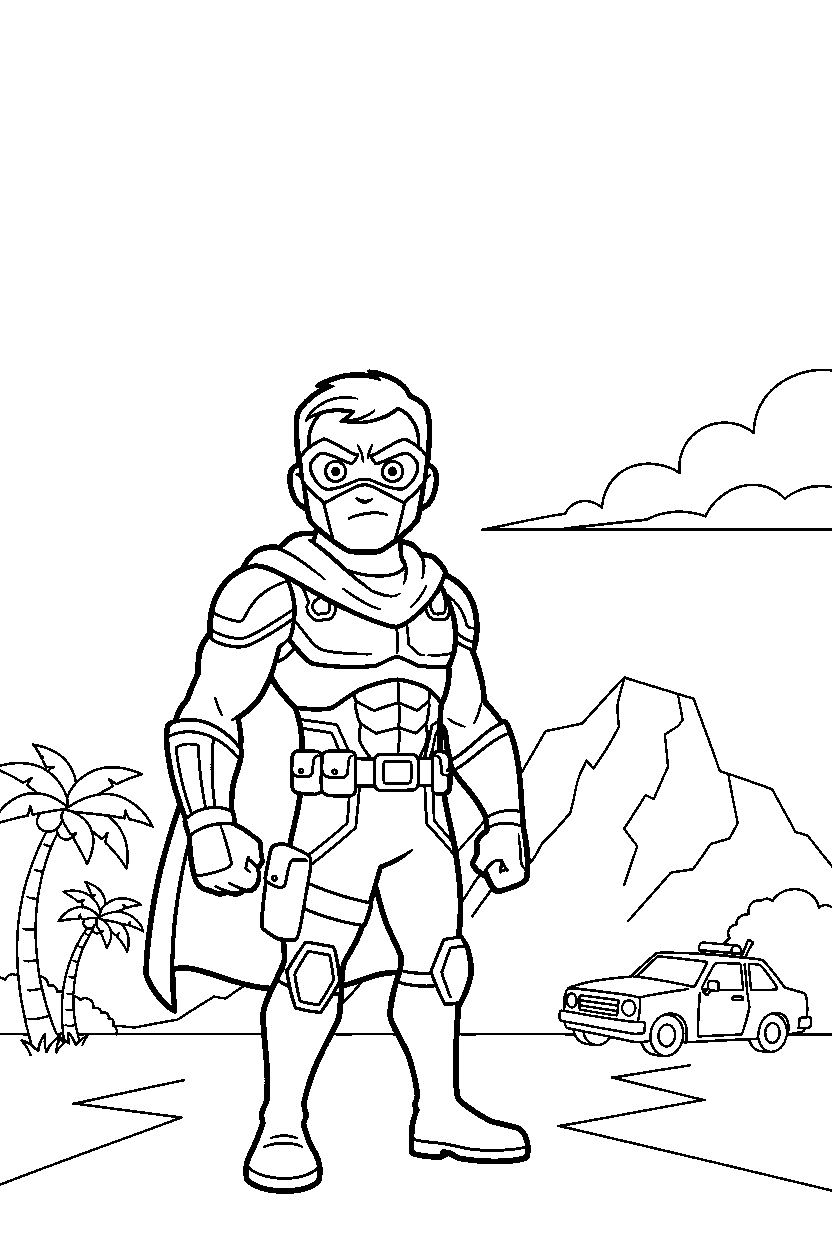 fortnite brave hero looking forward on the battle island line art