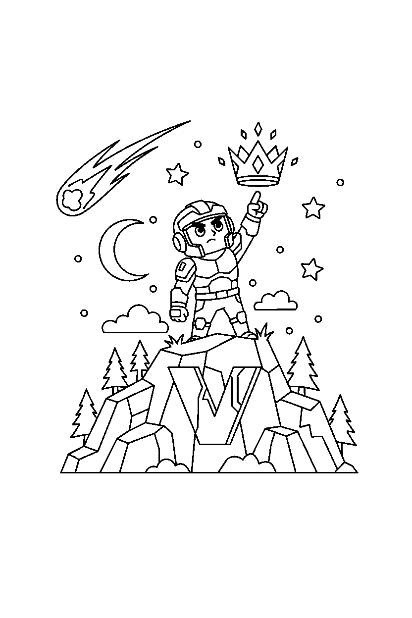 fortnite champion looking up on a battle hill line art
