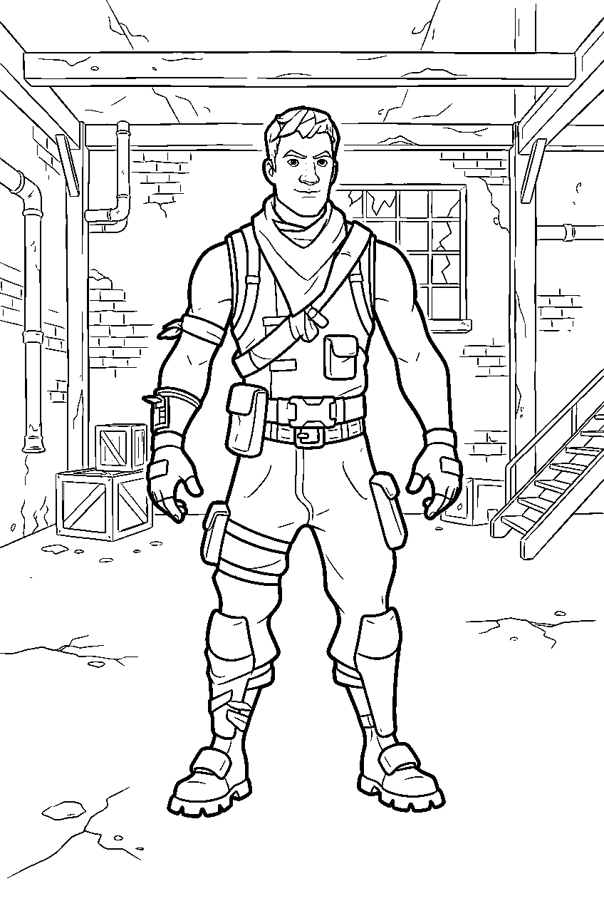 fortnite characters in abandoned factory line art
