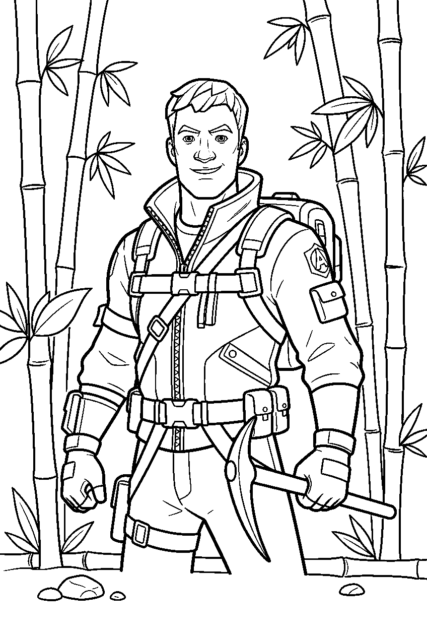 fortnite characters in bamboo jungle line art