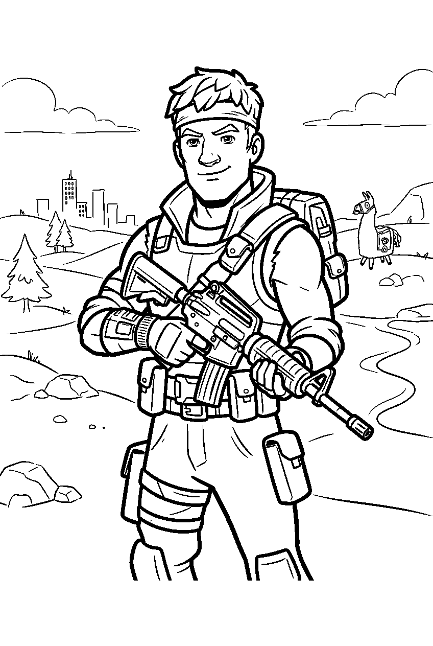 fortnite characters in battle royale island line art