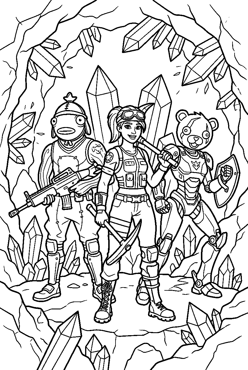fortnite characters in crystal cave line art