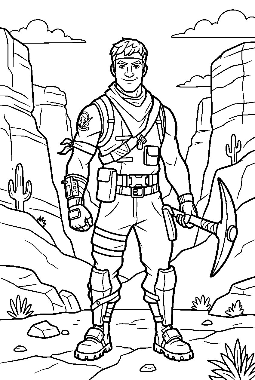 fortnite characters in desert canyon line art